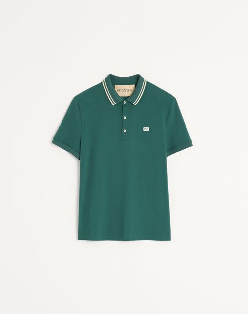 Polo shirt van katoenen piqué met V-logo patch