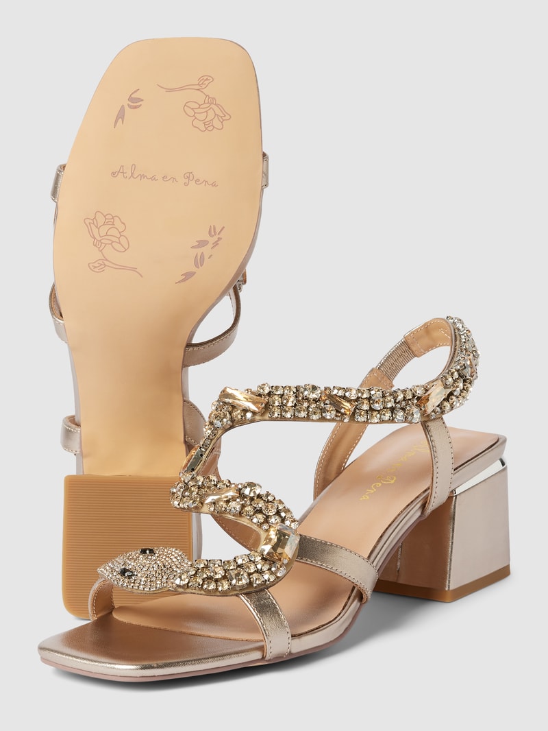 Sandaletten mit Ziersteinbesatz Modell 'Snake' in gold