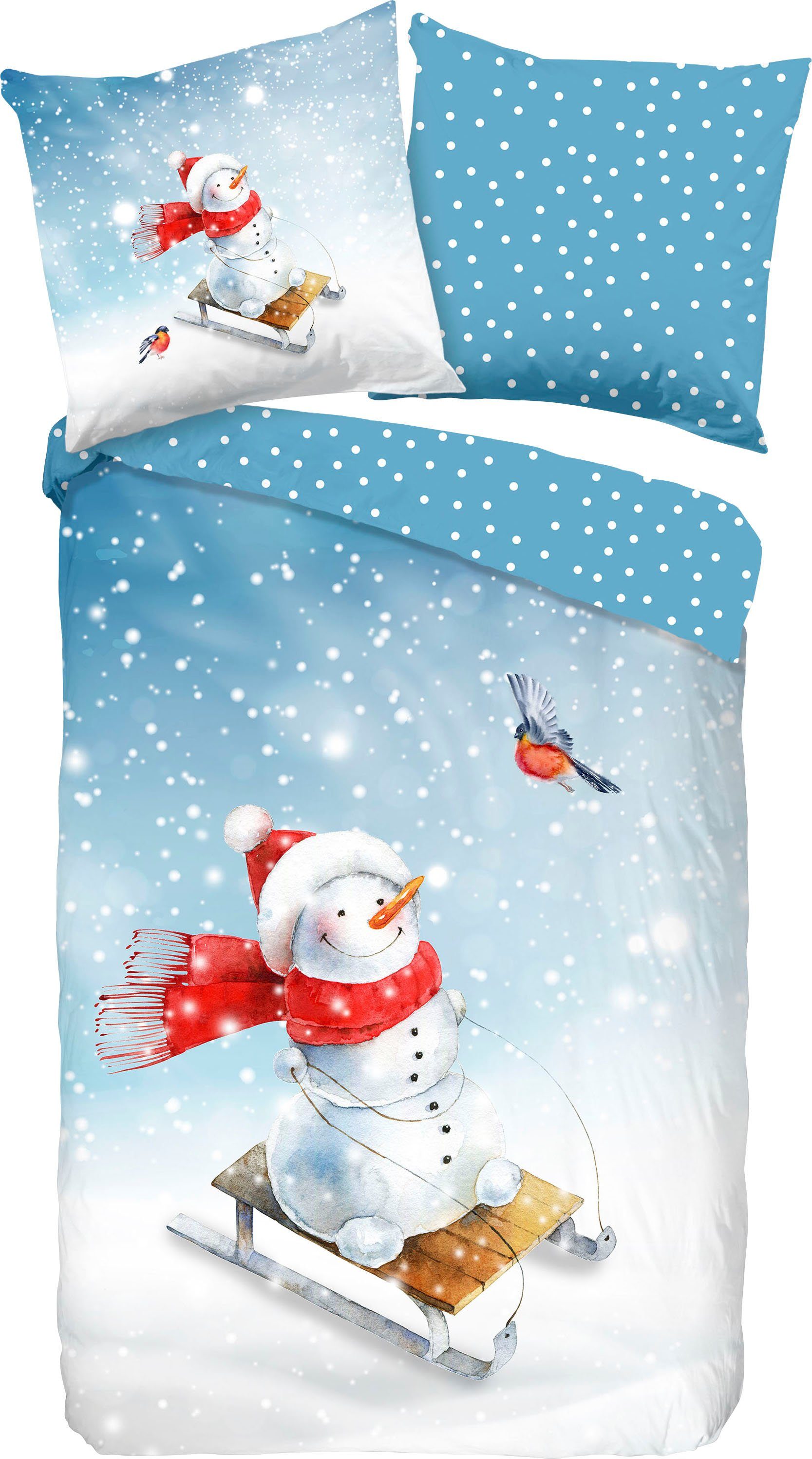 Kinderbettwäsche Snowfun, good morning, Biber, 2 teilig, 100% Baumwolle/ Flanell (Biber)