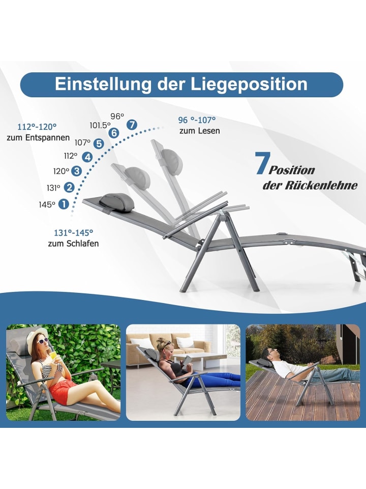 COSTWAY Sonnenliege klappbar in Grau günstig kaufen onesize