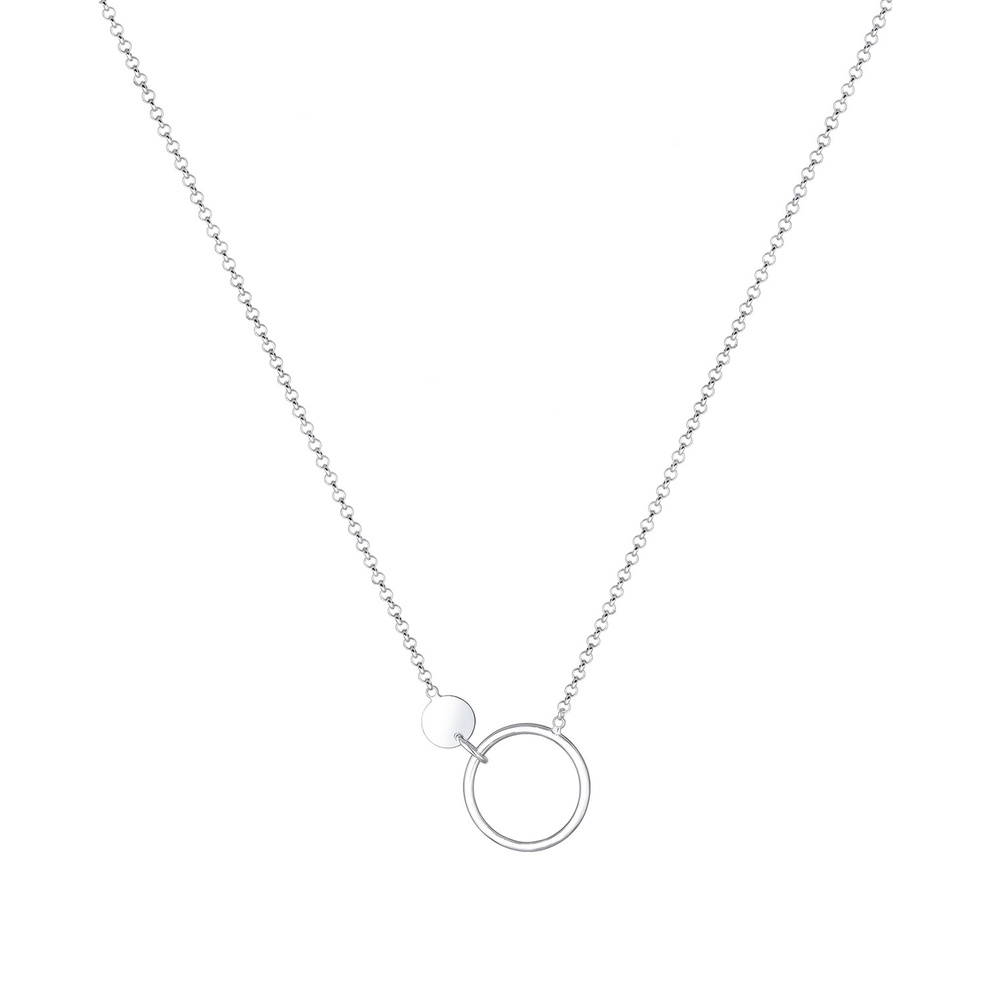 Elli Elli Collier Pendentifs Plaquettaire Cercle Geo Minimal Collier Femme - (925/1000 Bijoux