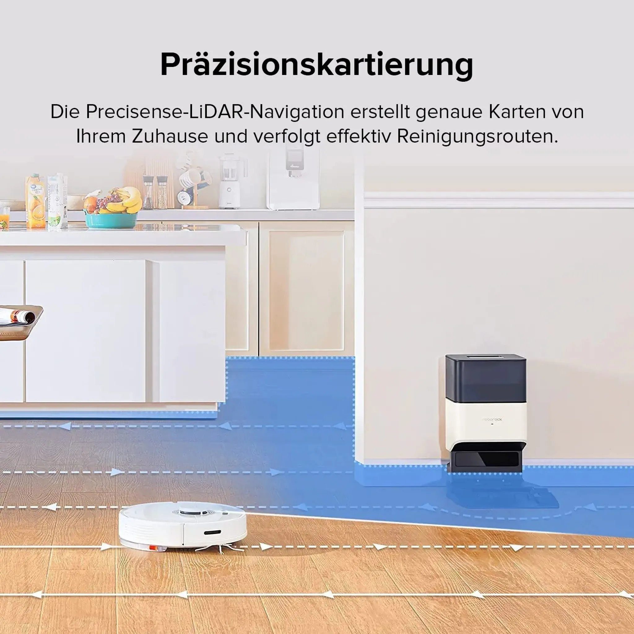 Roborock Saugroboter Q7 MAX+, 58 W, 4200Pa, Mit Wischfunktion, Saugstation, automatischer Entleerung, LIDAR-Navigation, Intelligente Kartendarstellung, Sprach-/App-Steuerung, S5 MAX-Update