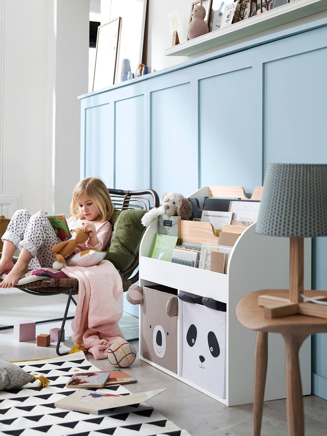 Vertbaudet Kinderzimmer 2er-Set Aufbewahrungsboxen, Panda + Koala - taupe+helgrau