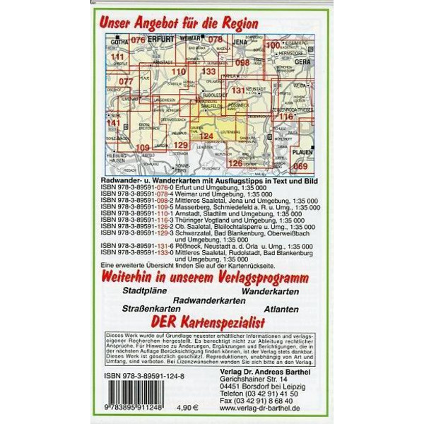 Oberes Saaletal, Saalfeld, Hohenwartetalsperre und Umgebung 1 : 35 000 - Wanderkarte