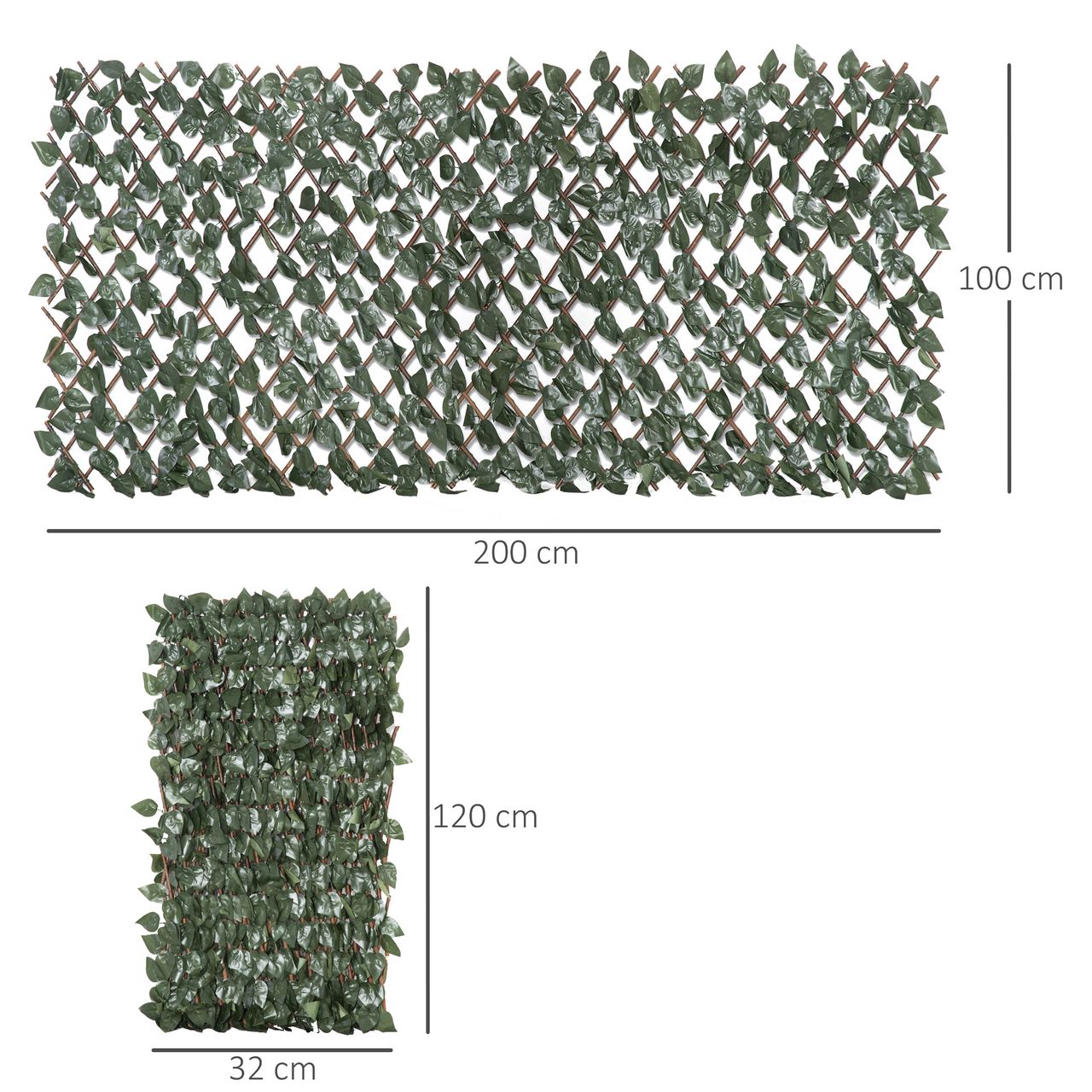 Outsunny 8 Stück künstliches Pflanzenwand Hecke UV-Schutz Sichtschutz Rhododendronblätter Design 200 X 100 cm Heckenpflanze für Garten Outdoor Dekor