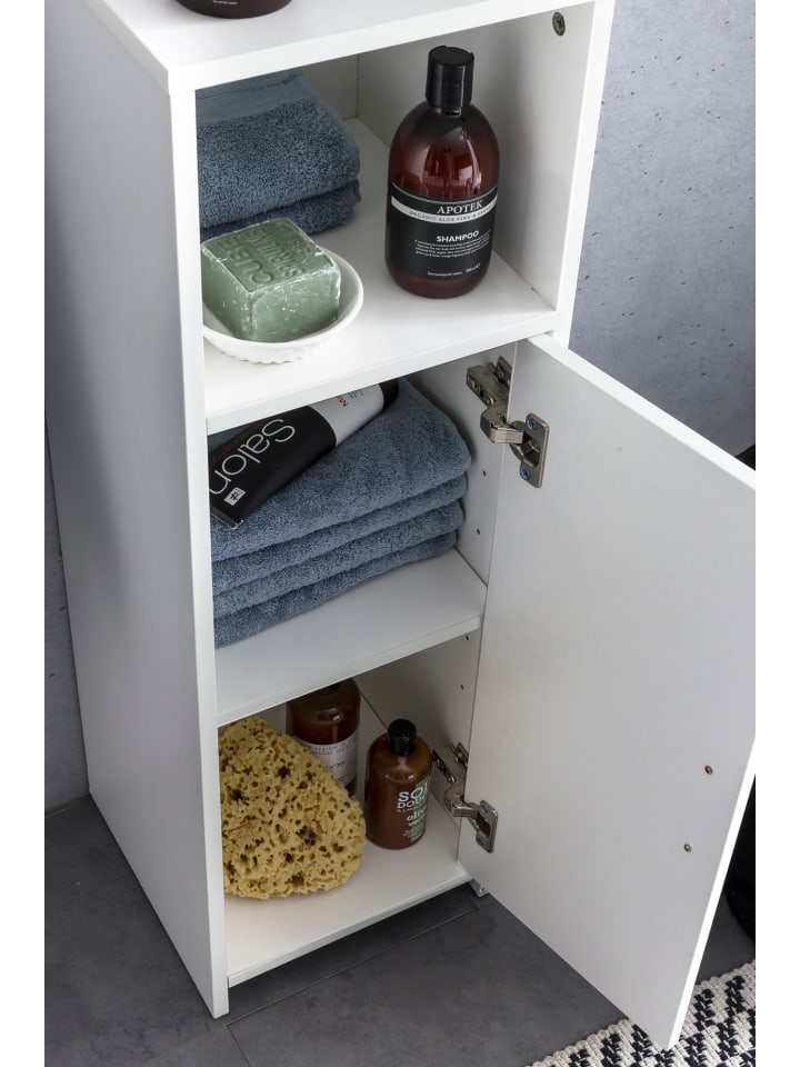 KADIMA DESIGN Badschrank 30 x 95,5 x 30 cm weiß Holz mit Tür und Ablagefach, günstig kaufen onesize
