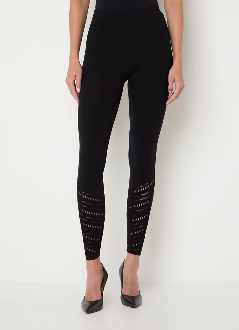 Wolford high-waist leggings in virgin wool blend with openwork detail