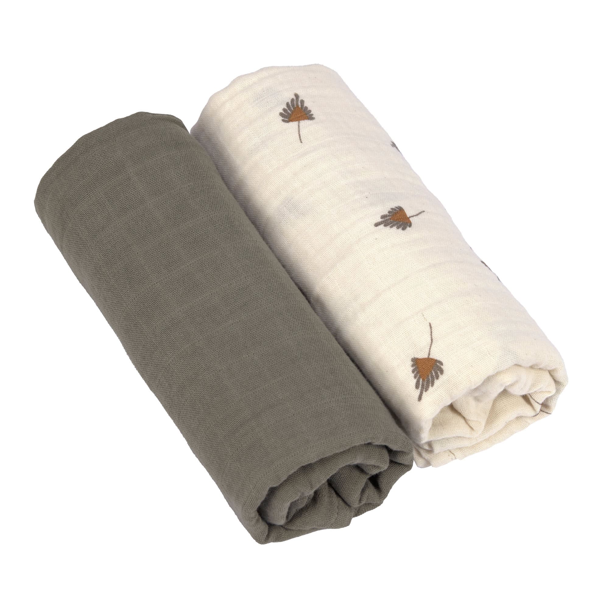 Mulltücher 2er Set L - Taupe, Grau