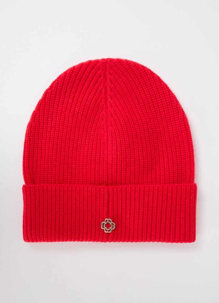 Maje Rib-knit hat in cashmere blend with logo