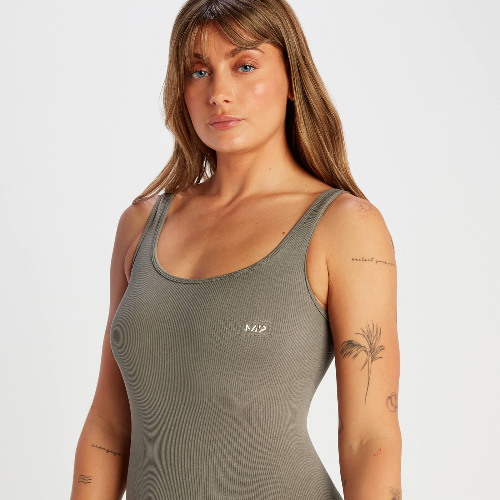 Combinaison moulante côtelée sans coutures MP Tempo pour femmes – Taupe foncé