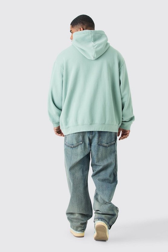 Plus Man Roman Oversize Hoodie mit Acid-Waschung