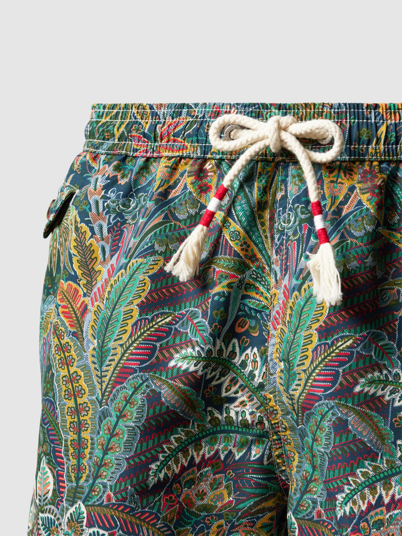Badehose mit Allover-Muster Modell 'LIGHTING' in olivgrün