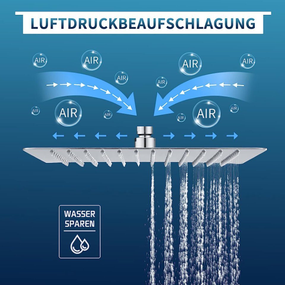 BlingBin Regenduschkopf Regenduschkopf quadratischer Duschkopf Edelstahl, Ultradünn, (mit Silikon-Wasserauslass, 10 
