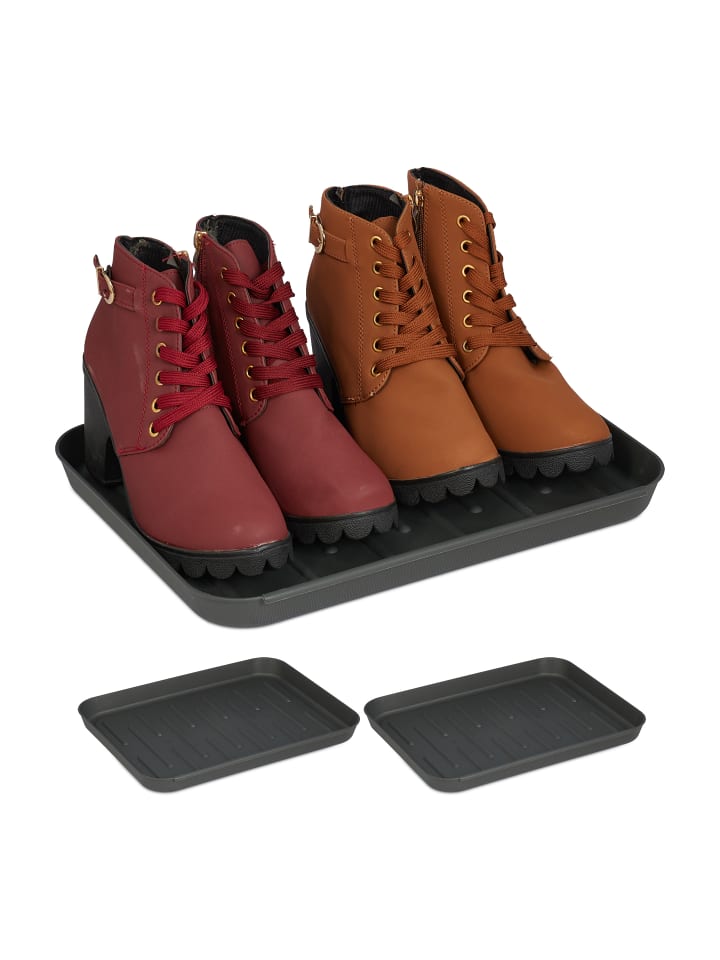 relaxdays 3 x Schuhabtropfschale in Grau - (B)35 x (H)3 x (T)27 cm günstig kaufen onesize