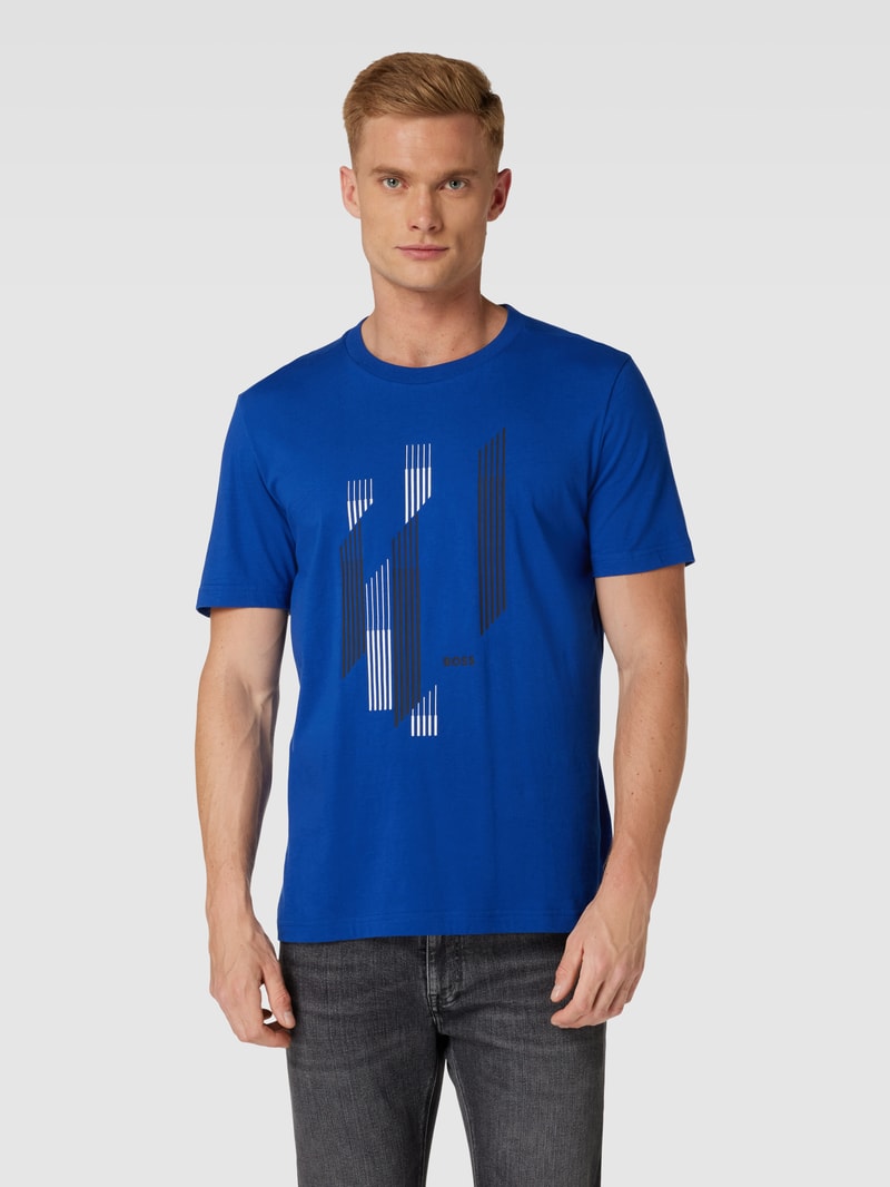 T-Shirt aus Baumwolle mit Label-Detail in royalblau