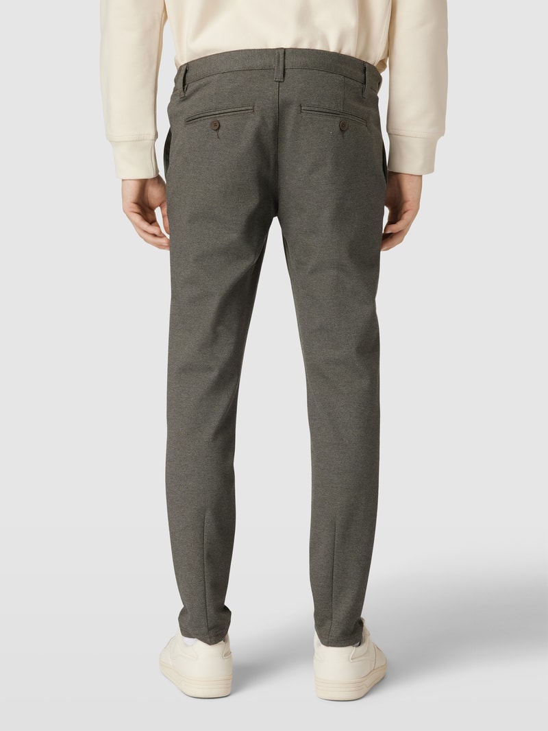 Tapered Fit Stoffhose mit feinem Allover-Muster Modell 'Mark' in hellbraun