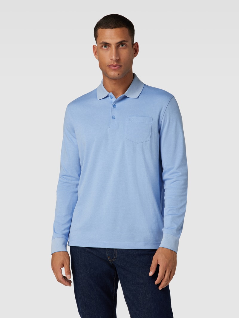 Poloshirt mit Brusttasche in hellblau