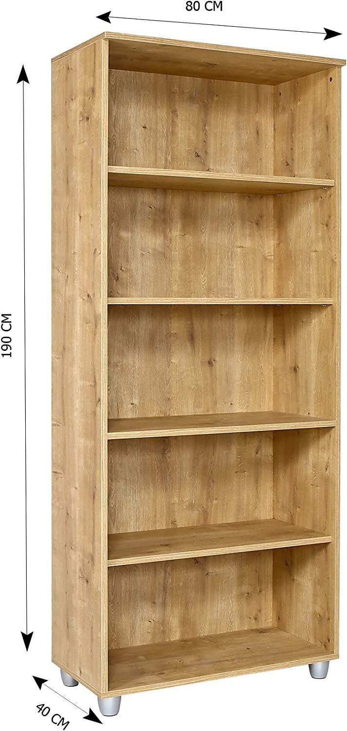 Furni24 Aktenregal Regalschrank, 80 cm x 40 cm x 190 cm, Saphir Eiche Dekor