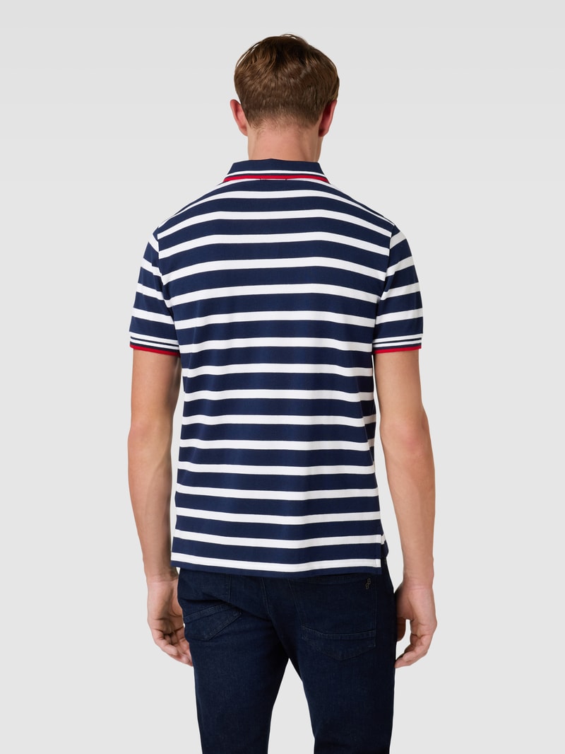 Poloshirt mit Streifenmuster in marineblau