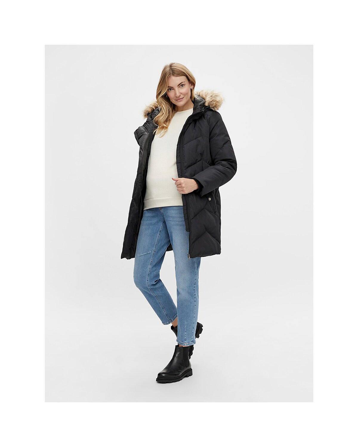 Umstands-Daunenmantel Sicilia 2in1 mit Fake Fur aus recyceltem Polyester