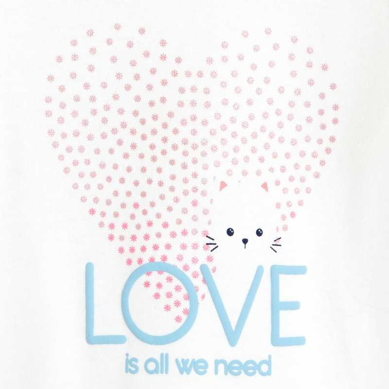 T-shirt impression cœur à volants blanc bébé fille