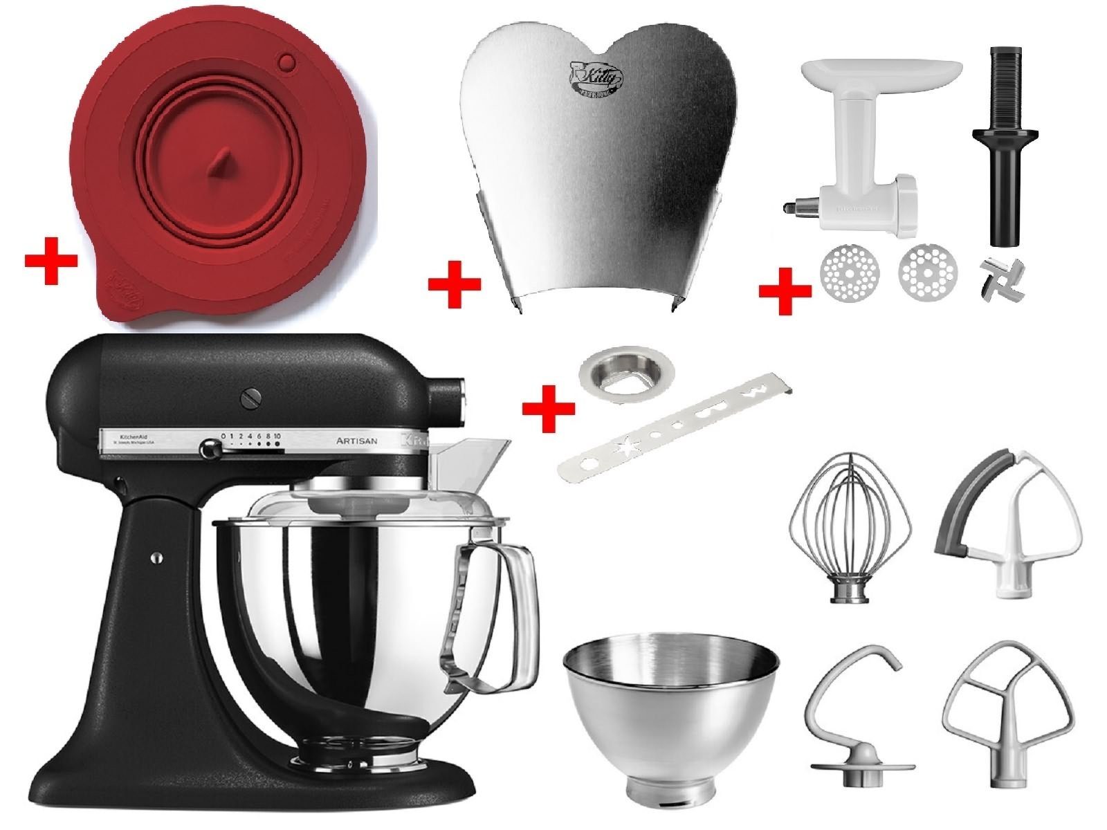 KitchenAid Küchenmaschine Artisan 4,8 Liter - 5KSM175PSEBK Sparset inkl. 4 Zubehöre, 300 W