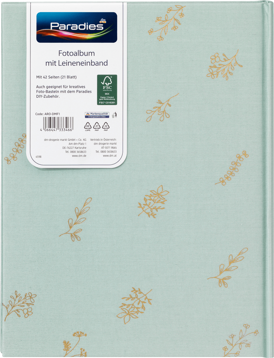 Fotoalbum mit Leineneinband, grün, 1 St