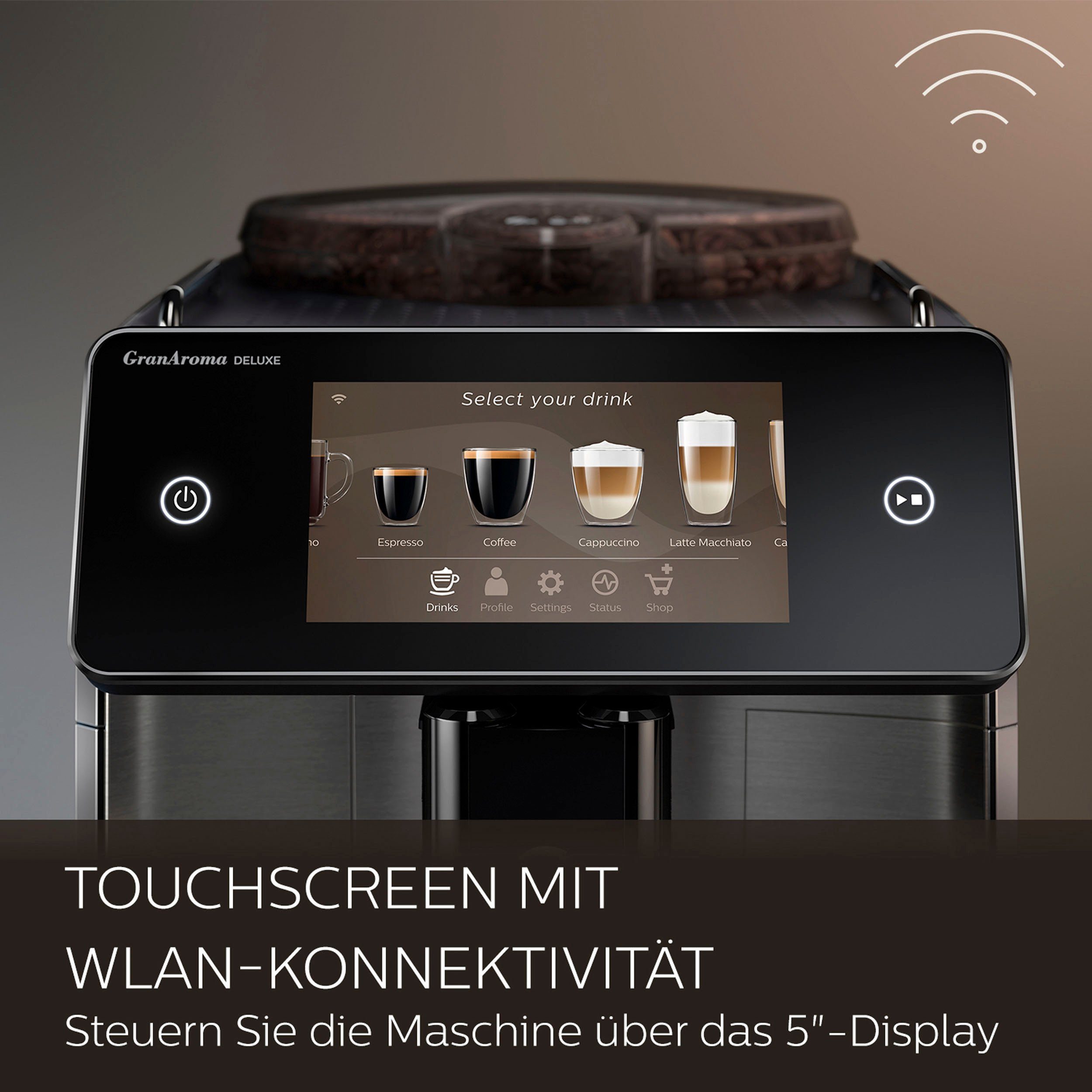 Saeco Kaffeevollautomat Saeco GranAroma Deluxe SM6685/00, Pflegeset CA6707/10 im Wert von UVP 49,99€