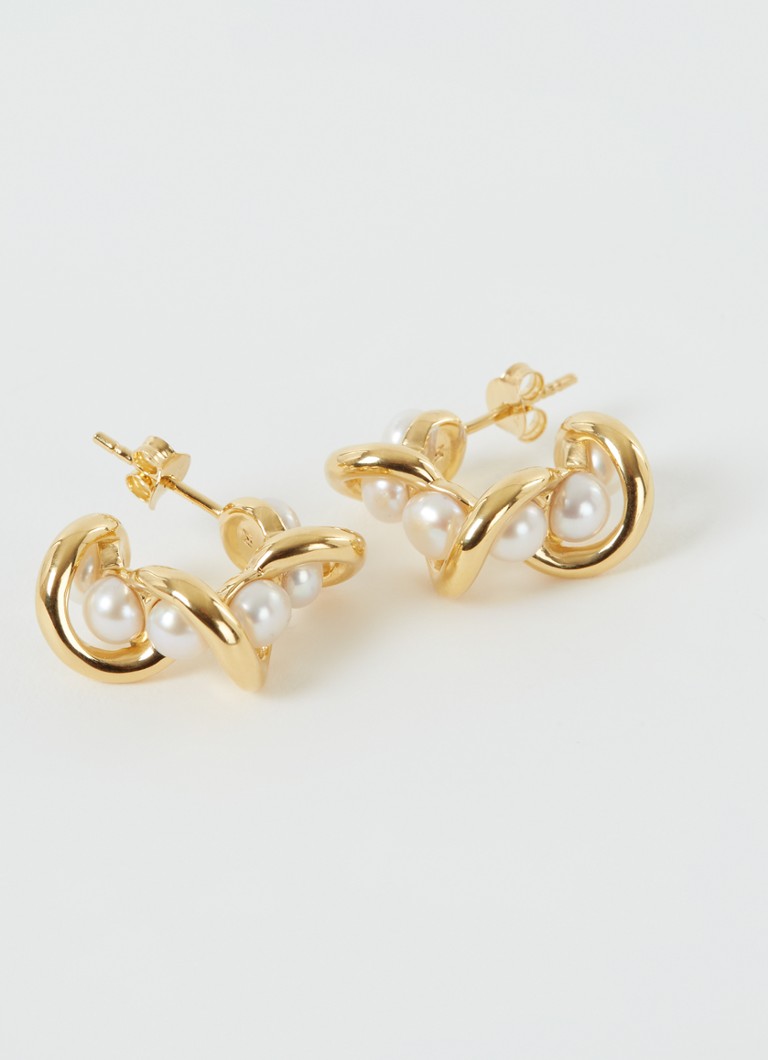 Orecchini Missoma Molten Pearl Twisted Gold Plated