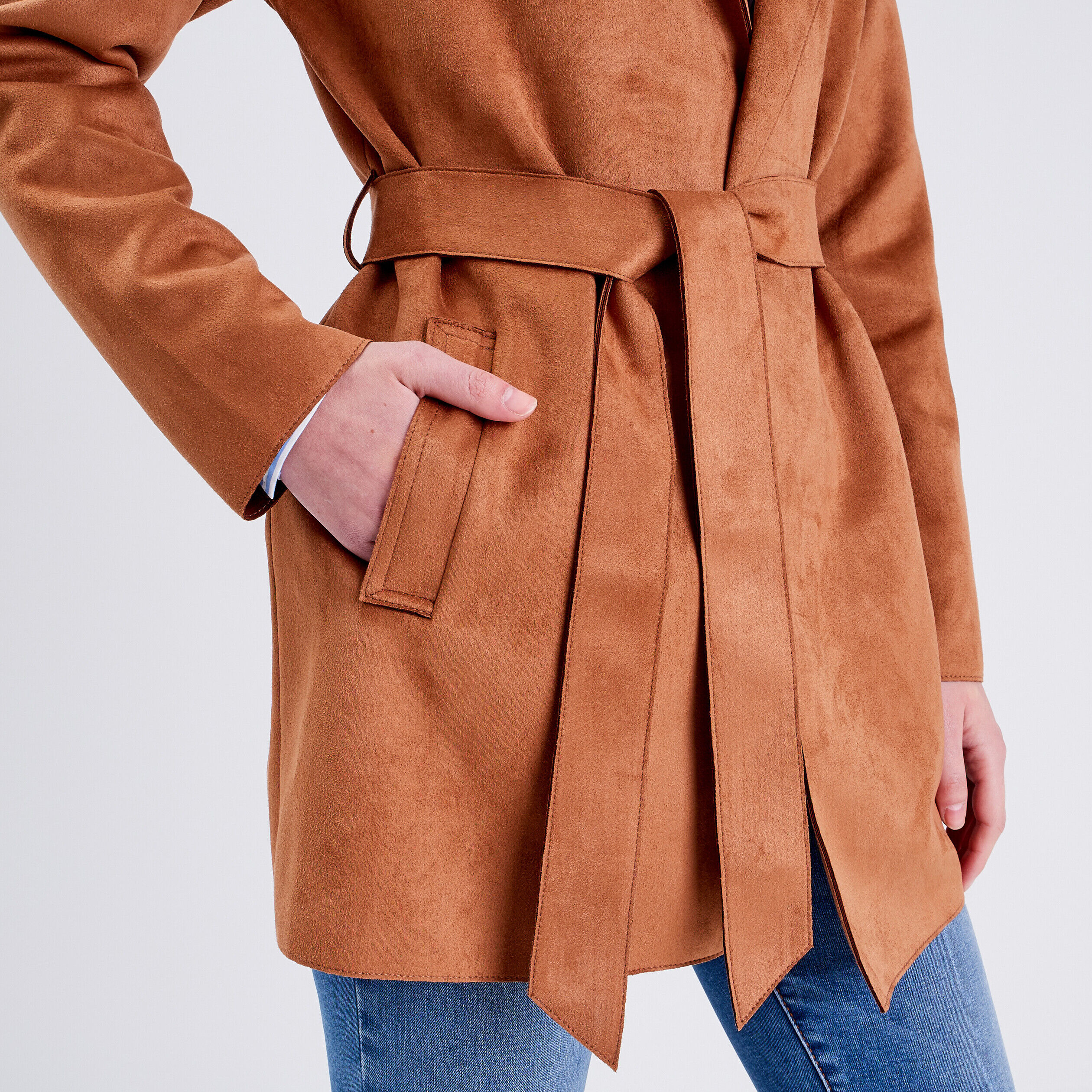Trench droit ceinturé camel femme | Cache Cache