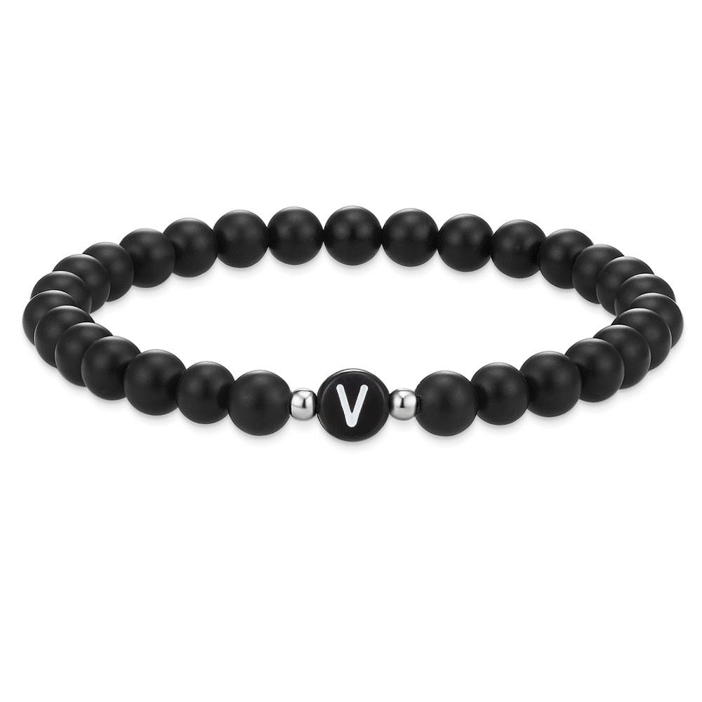 EASTSIDE Bracelet en pierres précieuses Lettres Agate en Noir Bracelet
