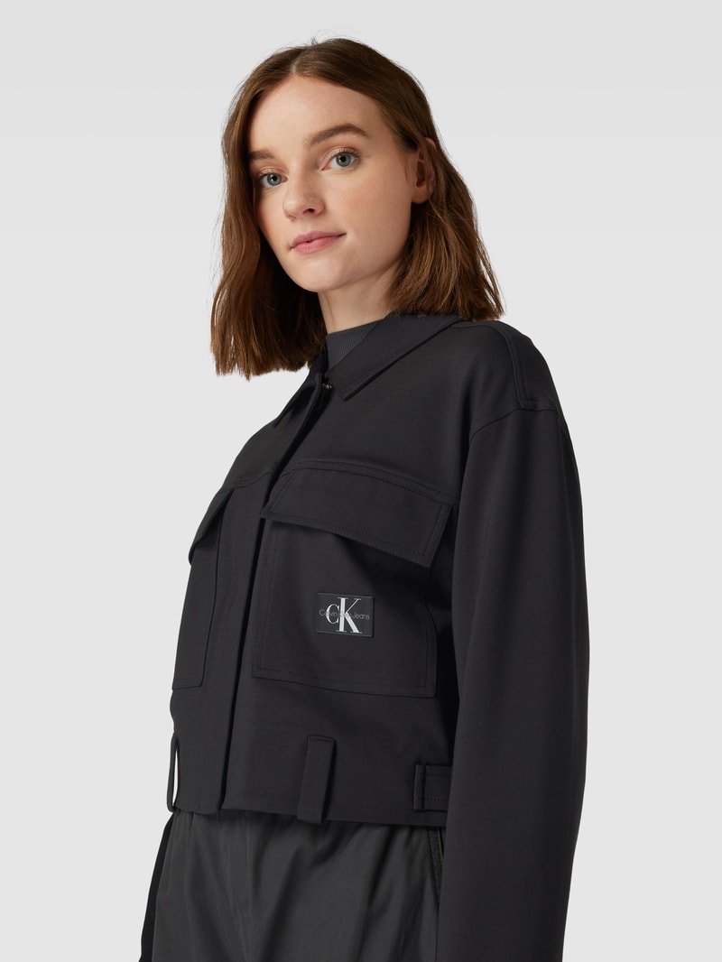 Jacke mit Label-Patch und Pattentaschen Modell 'MILANO' in black