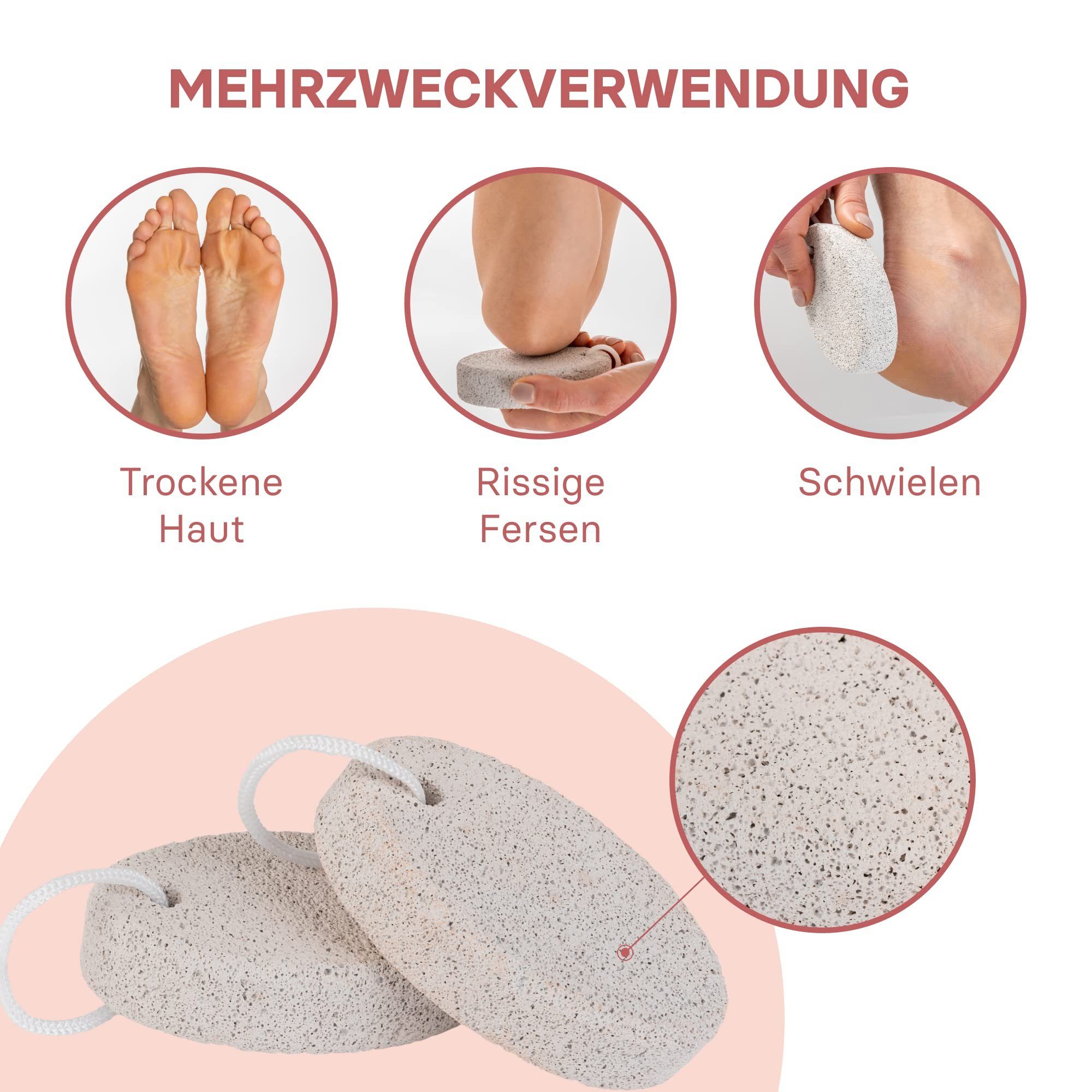 VALNEO Bimsstein Bimsstein für Hornhaut - 2er Set, Hornhautentferner - 2er Pack
