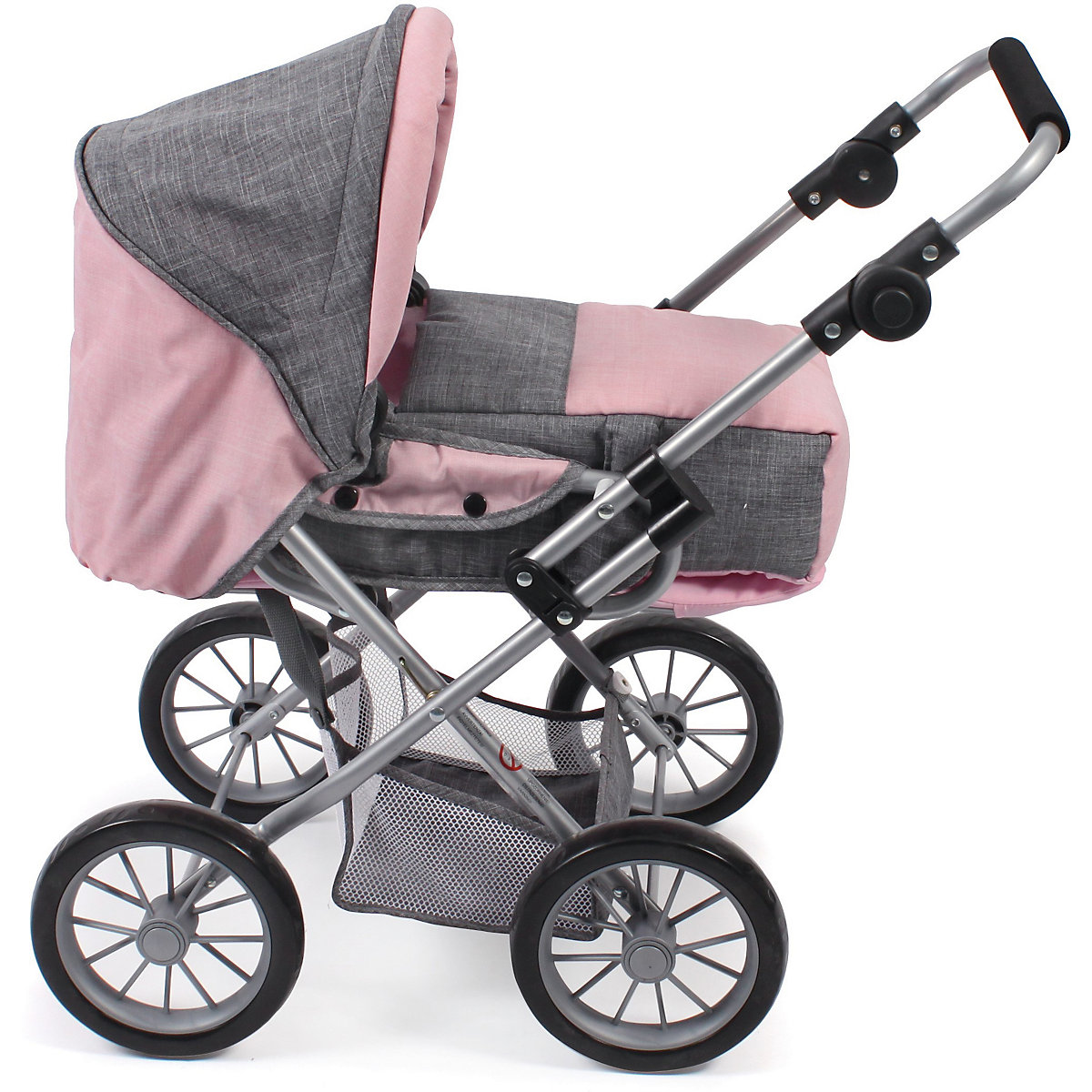 Kombi-Puppenwagen LENI, Melange grau-rosa
