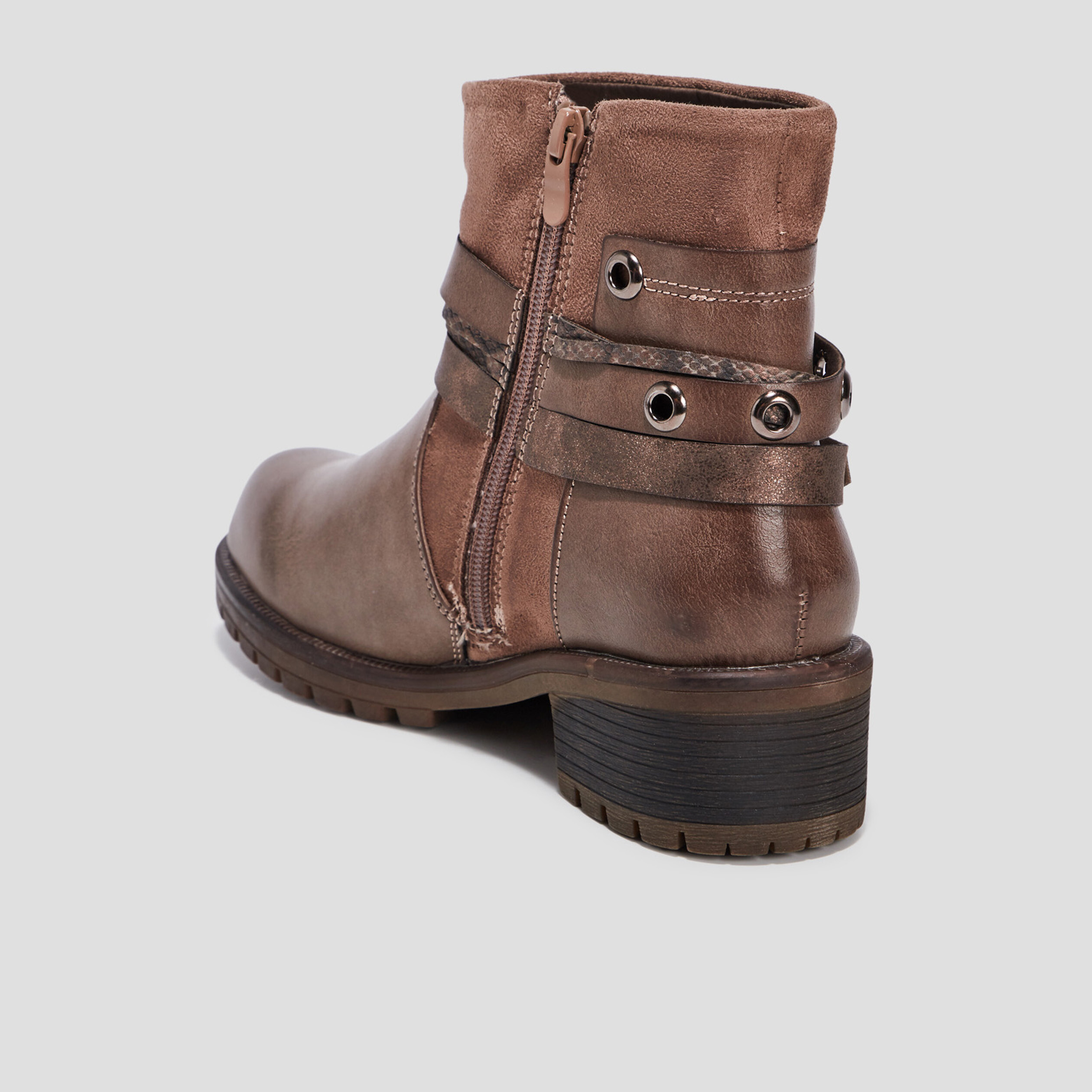 Bottines avec boucles et clous taupe femme | La Halle