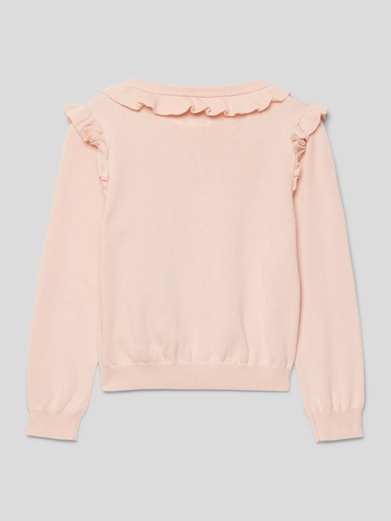 Cardigan mit Label-Stitching in hellrosa