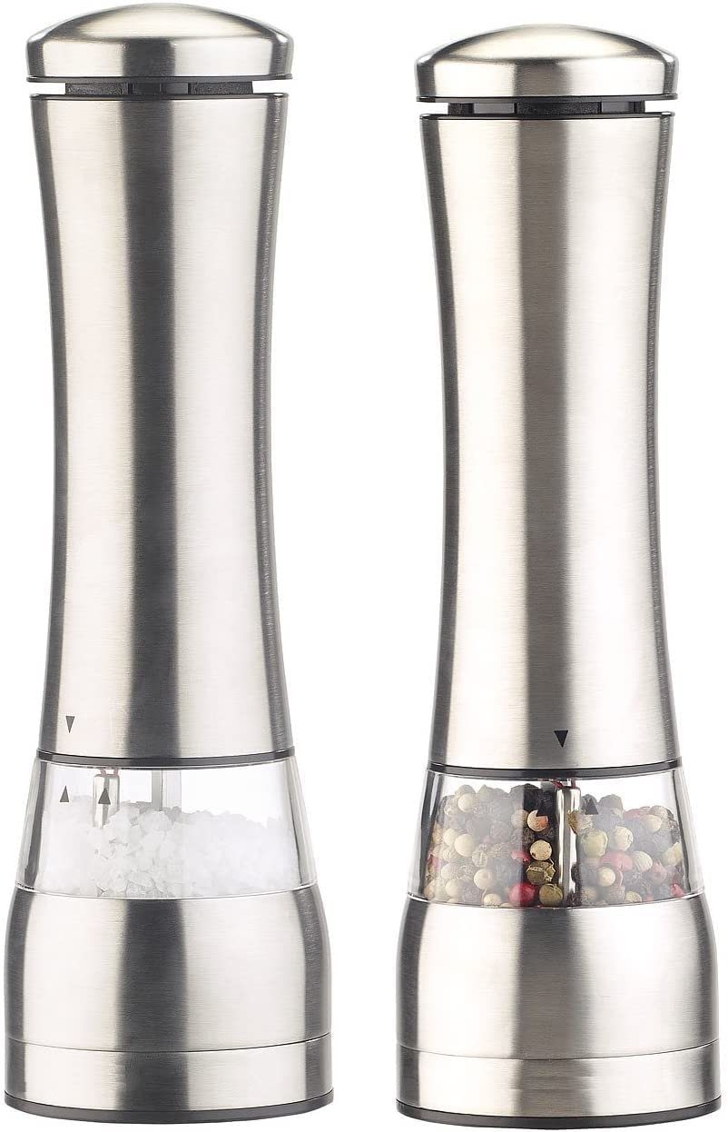 Zwilling Salz-/Pfeffermühle elektrische Gewürzmühle mit Deckel, 2 Stk,Salz- / Pfeffermühle elektrisch, Salzmühle & Pfefferstreuer elektrisch, Salzstreuer Pfeffer Salz Mühle