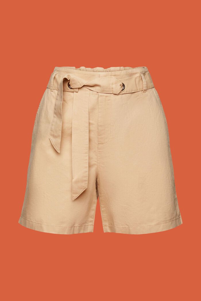 Shorts mit Bindegürtel, Baumwoll-Leinenmix