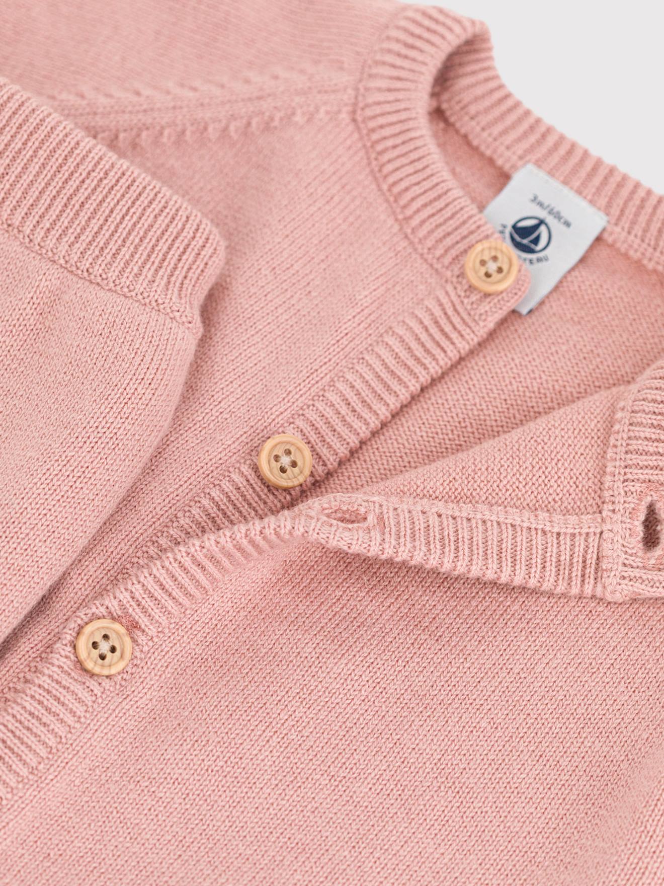 Ensemble 2 pièces bébé en tricot laine et coton PETIT BATEAU rose