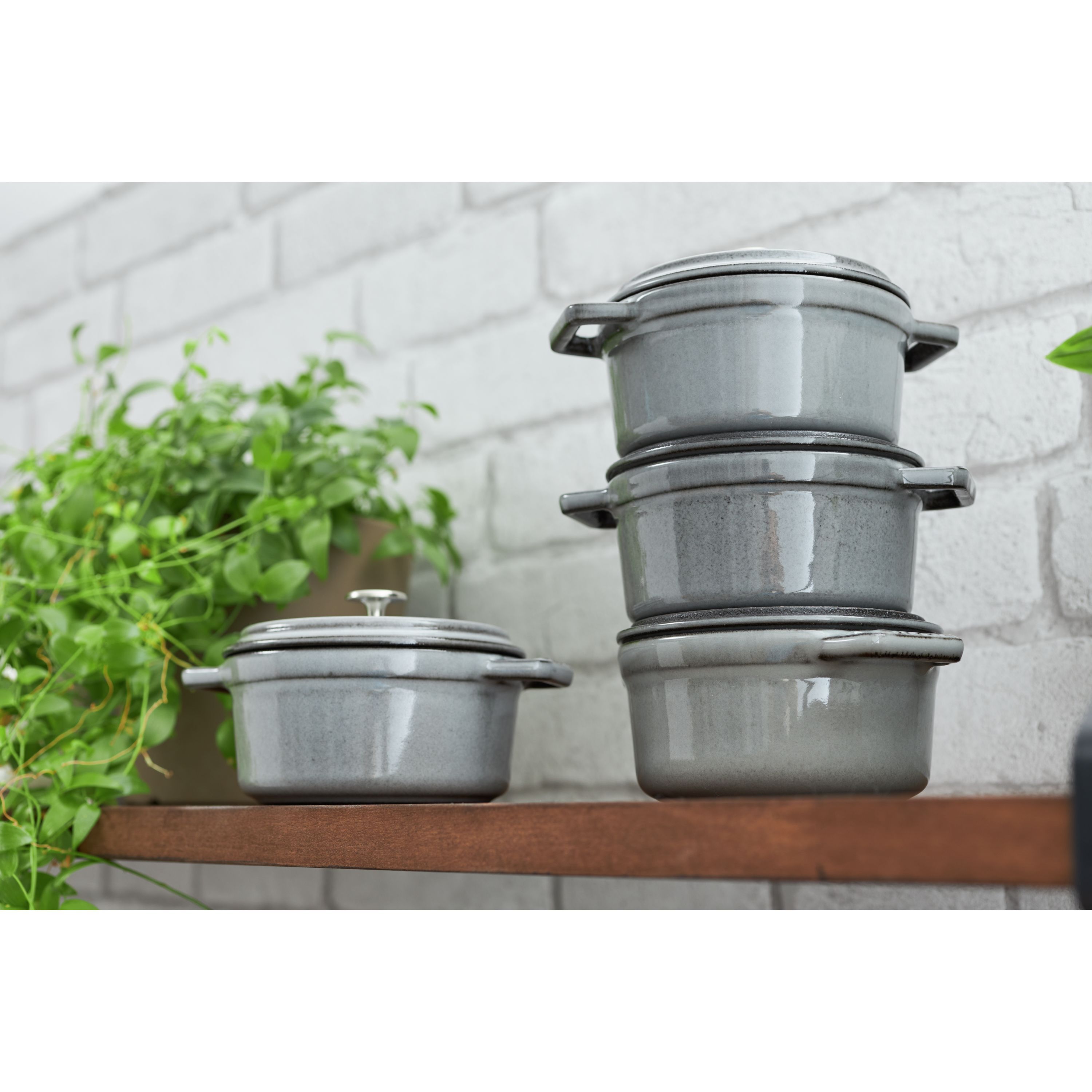 Cocotte 14 cm, rund, Graphit-Grau, Gusseisen