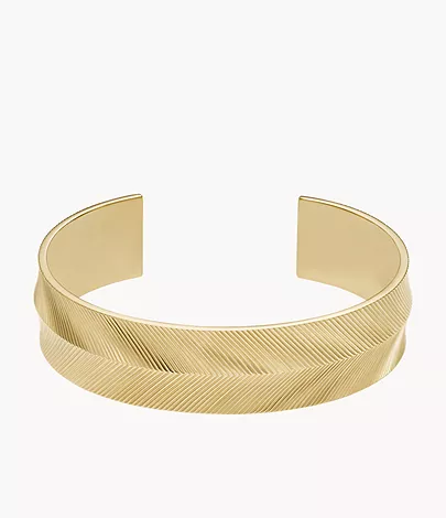 Fossil Armspange Harlow Linear Texture Edelstahl goldfarben