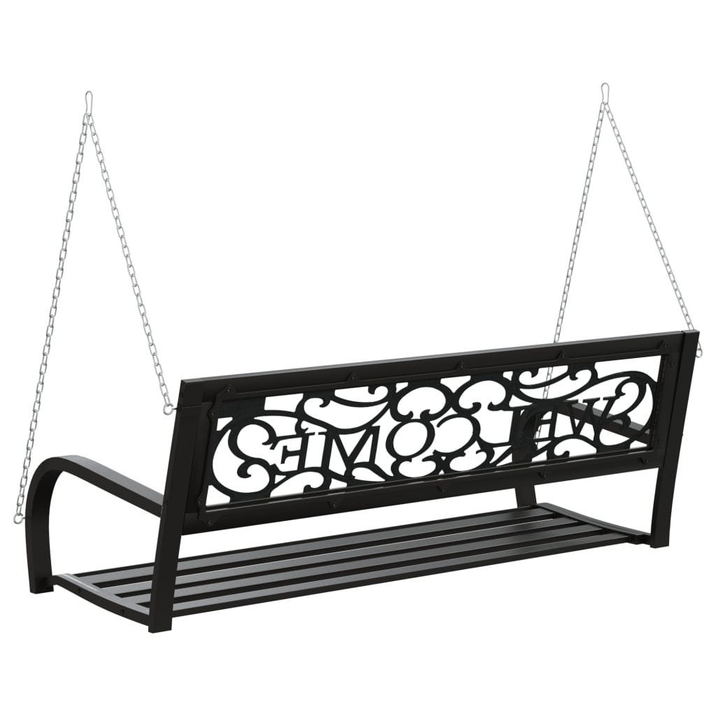 vidaXL Hollywoodschaukel Hollywoodschaukel 125 cm Stahl und Kunststoff Schwarz 2-Sitzer