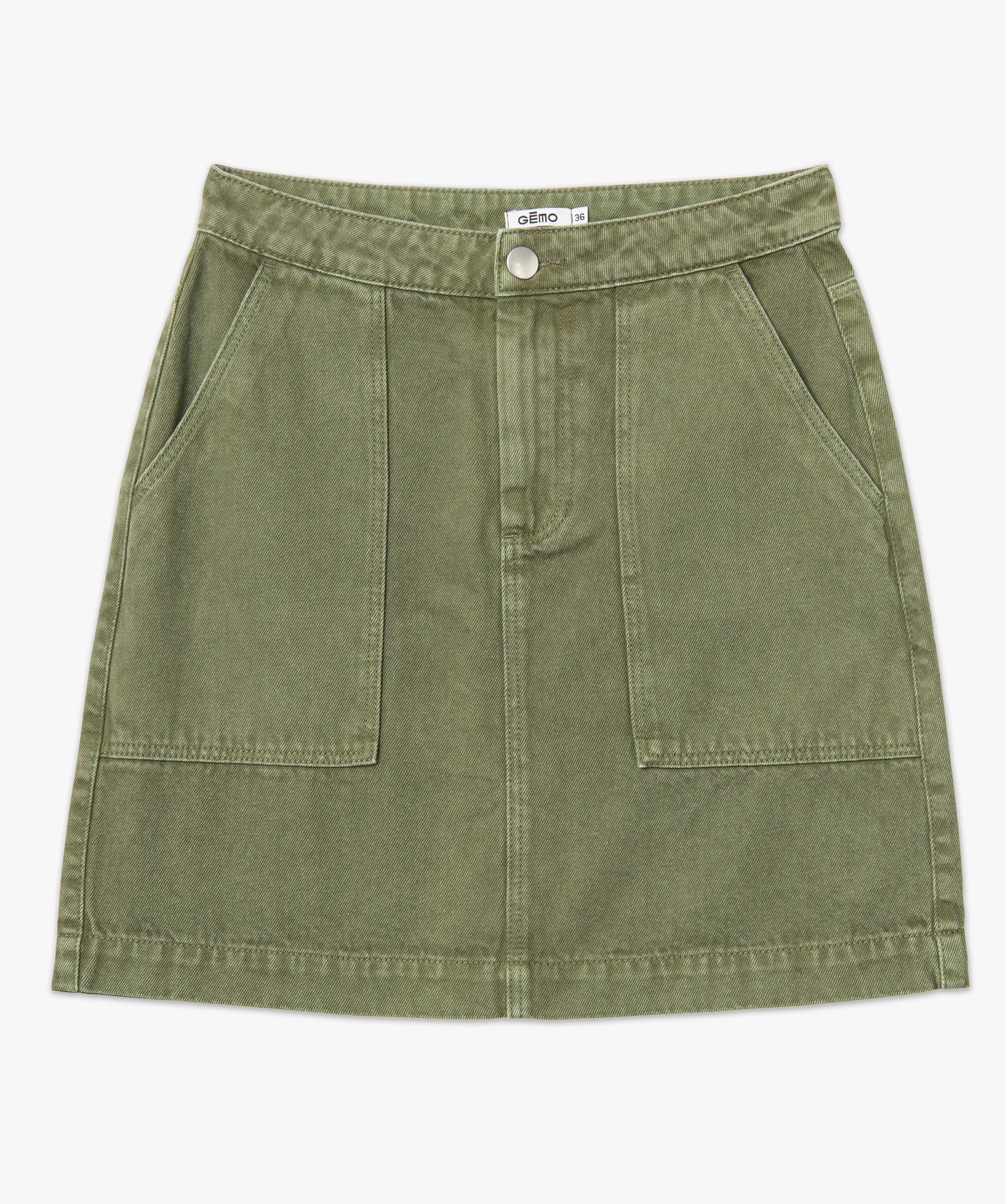 Jupe femme en toile de coton avec poches plaquées  kaki | GEMO