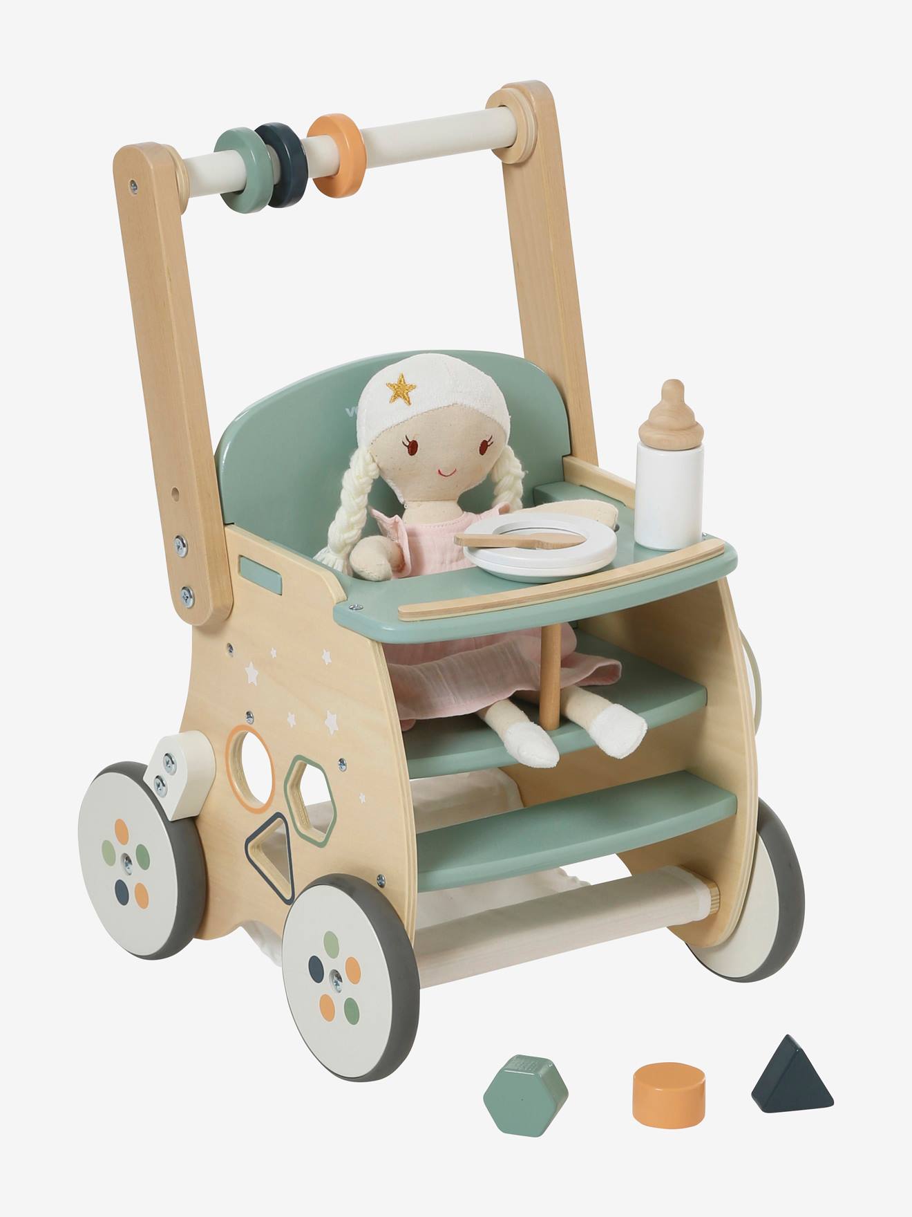 Vertbaudet Lauflernwagen mit Puppensitz, Holz FSC - grün
