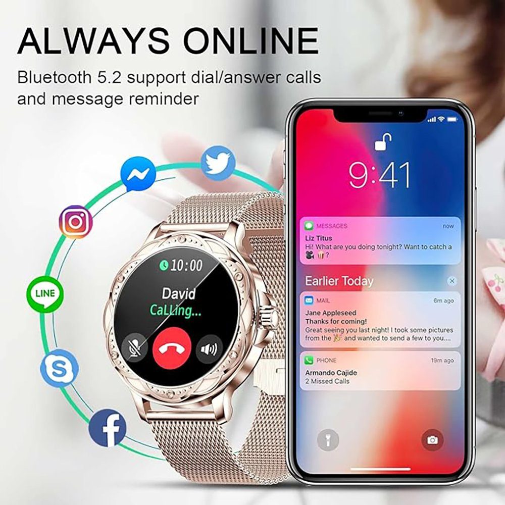 Mutoy Smartwatch, Fitness Tracker Uhr, Damen Herren Smartwatch Smartwatch (Fitnessuhr mit Telefonfunktion 1,2