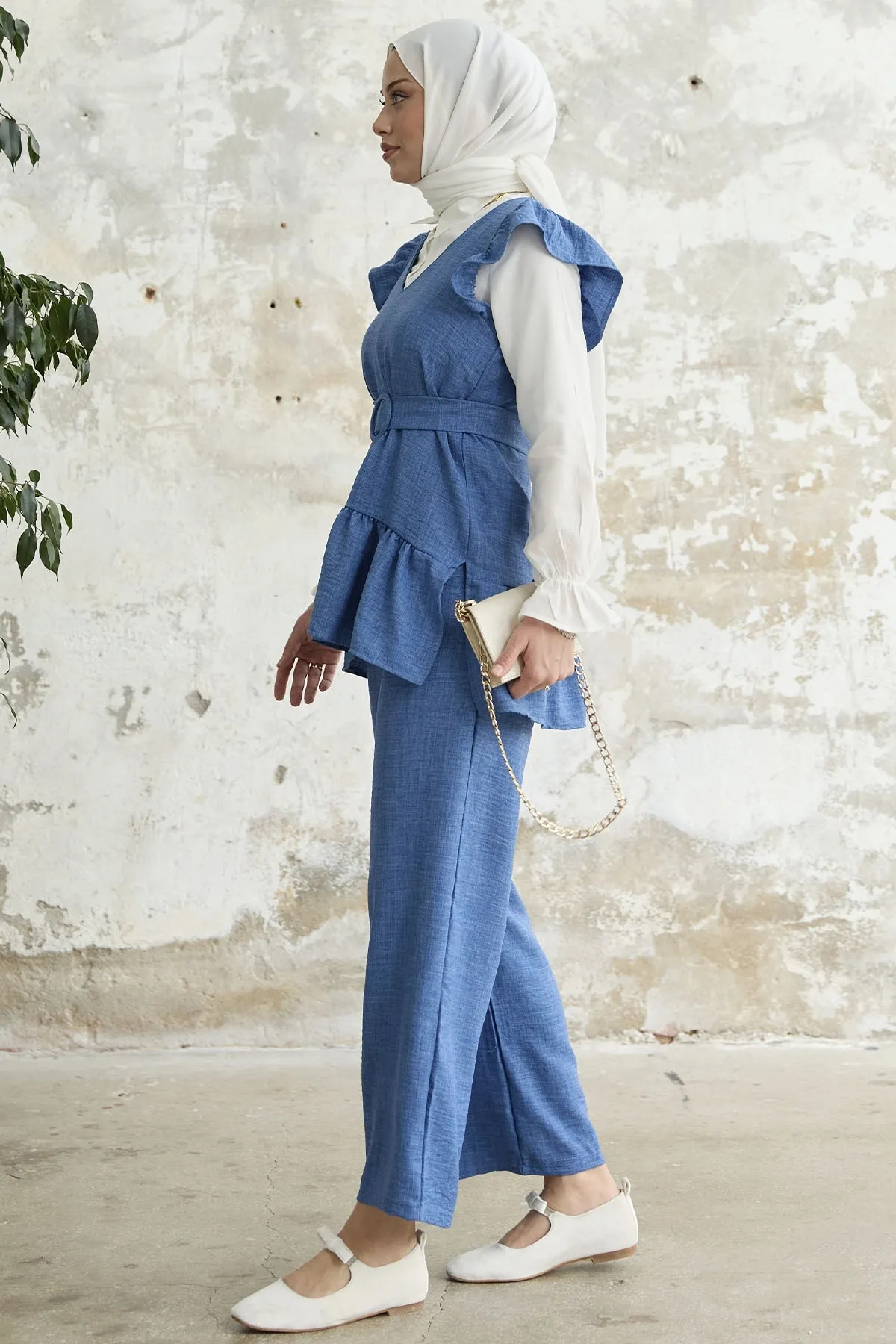 InStyle  Dreiteiliges Set mit Rüschen an der Schulter - Blau