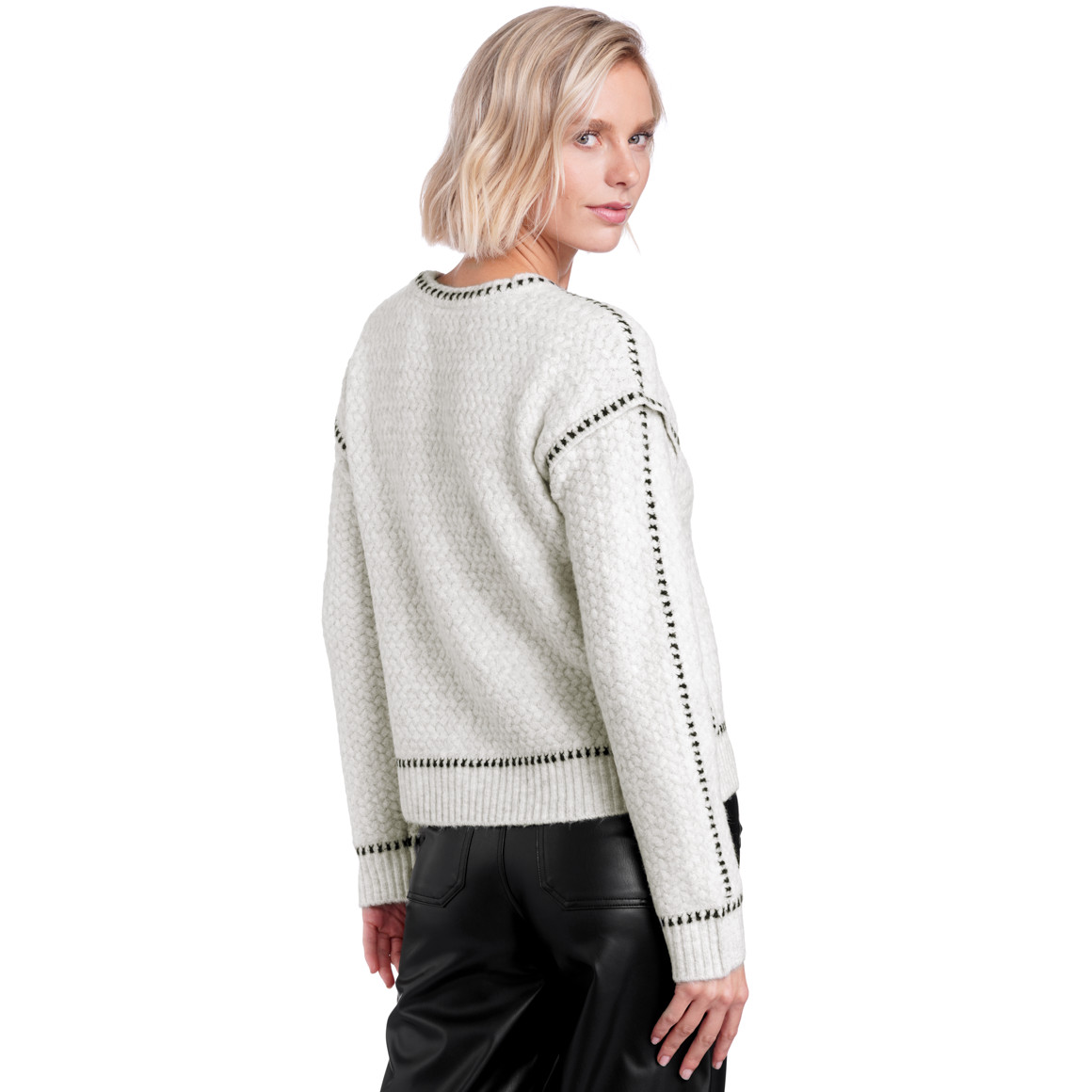 Damen Strickpullover mit Ziernähten