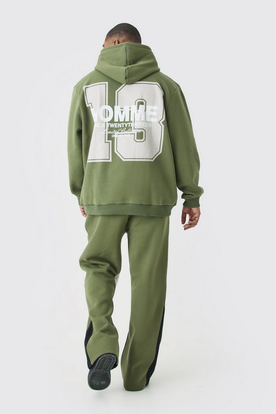 Plus Khaki Trainingsanzug mit Homme Official 13 Print und Kapuze