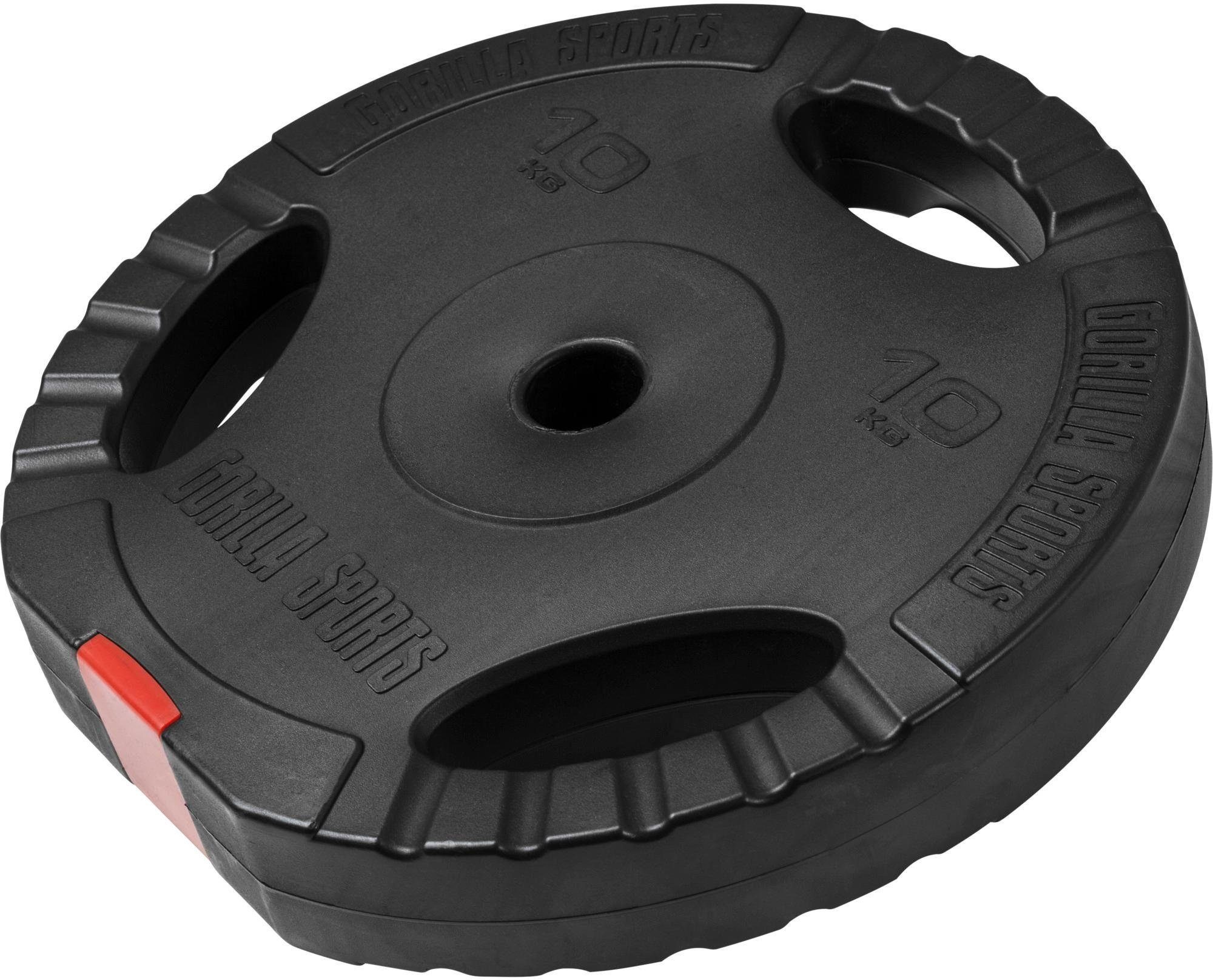GORILLA SPORTS Hantelscheiben Hantelscheibe Kunststoff Gripper 10 kg, 10 kg
