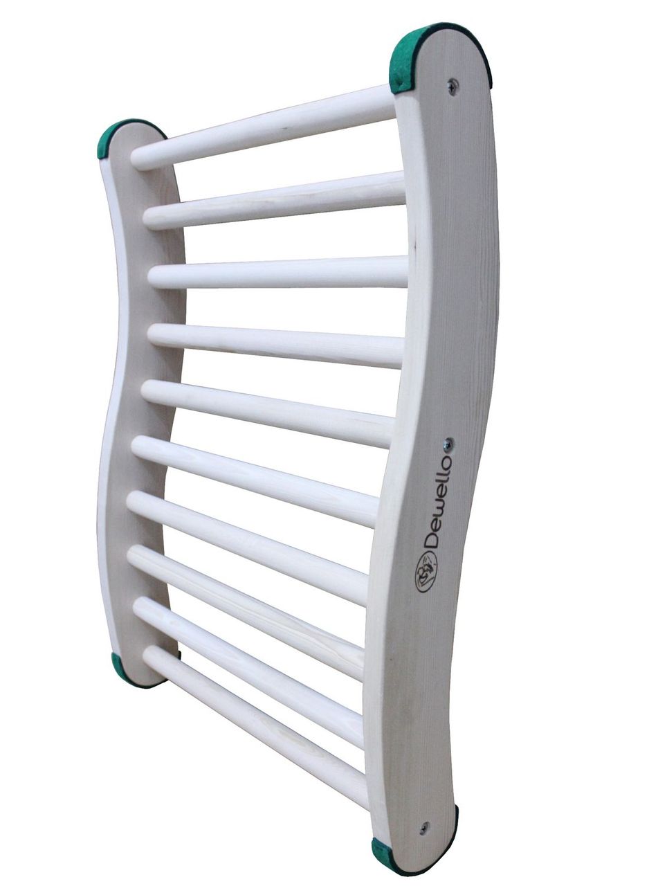 TroniTechnik Dewello® Sauna Rückenlehne Rückenstütze aus Hemlock-Holz, ergonomisch geformt, Anti-Rutsch Enden